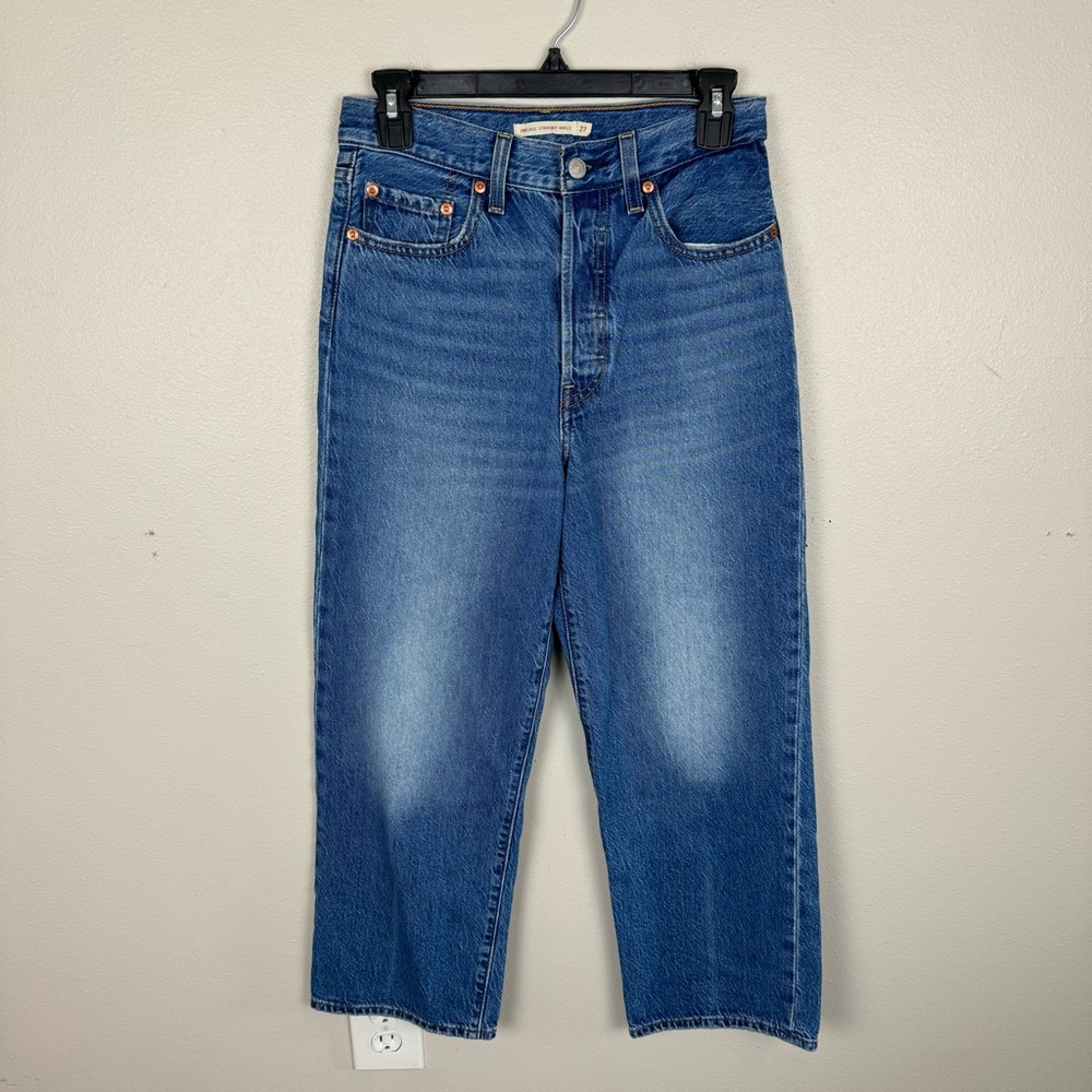 Levi's Ribcage Straight Ankle Jeans Medium Wash Womens Size 27 Button Fly Denim